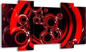 GroepArt - Schilderij - Abstract - Rood, Zwart - 120x65 5Luik - Foto Op Canvas - GroepArt 6000+ Schilderijen 0p Canvas Art Collectie - Wanddecoratie