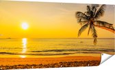 Gards Tuinposter Tropisch Strand tijdens Zonsondergang - 180x90 cm - Tuindoek - Tuindecoratie - Wanddecoratie buiten - Tuinschilderij