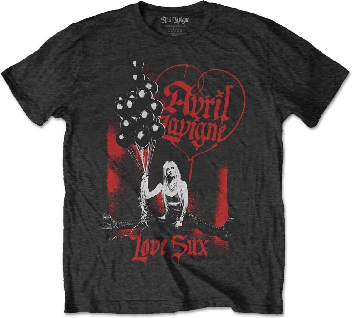 Avril Lavigne - Love Sux Balloons Heren T-shirt - M - Zwart