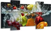GroepArt - Schilderij - Fruit - Grijs, Oranje - 120x65 5Luik - Foto Op Canvas - GroepArt 6000+ Schilderijen 0p Canvas Art Collectie - Wanddecoratie