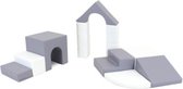 Iglu soft play foam blokken set - speelblokken - grijs/wit - 10 stuks