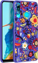 Huawei cover - PC Floral blue design - blauw - voor Huawei P30 Lite