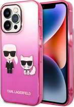 Karl Lagerfeld Apple iPhone 14 Pro Transparante Roze Polycarbonaat & TPU Back Cover - Bescherm je Telefoon!