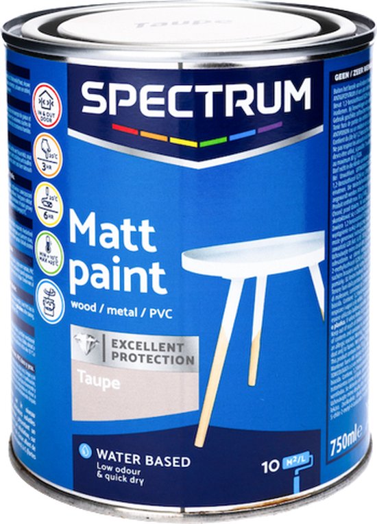 uitzetten drie pad Verf mat Taupe - Metaal / PVC - 750 ml - Verven - Meubel - matt paint |  bol.com