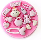 Fondant Baby Girl Mal - Siliconen Baby versiering vorm - Fondant / Marsepein / Chocolade - Babyshower decoratie