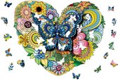 Logique Giochi Mandala Puzzle en bois Papillon dans le cœur, 30 x 24,5 cm
