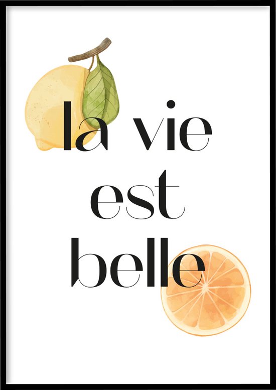 Affiche La Vie Est Belle - 30x40 cm avec Cadre Photo - Poster Citations - Encadrée – WALLLL