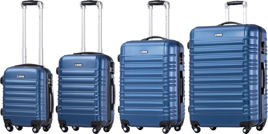 Trolley Reiskofferset / Kofferset Rome - 4-delig - Blauw - ABS