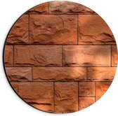 Dibond Muurcirkel - Muur van Bruine Stenen - 20x20 cm Foto op Aluminium Muurcirkel (met ophangsysteem)