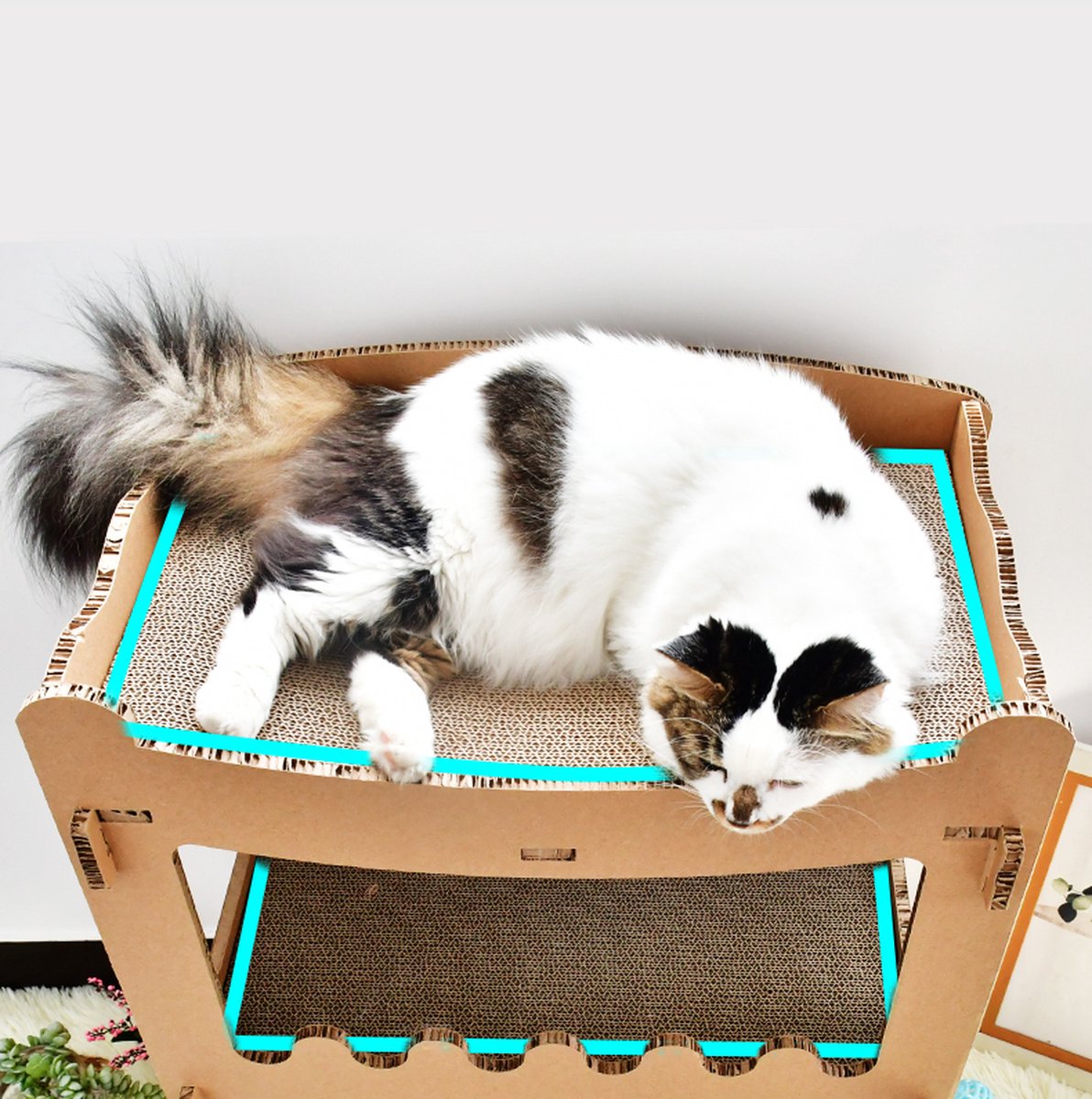 Kattenhuis - duurzaam speelhuis voor katten - karton krabmeubel katten - Afmetingen 53.5 x 31 x 70.5 cm — afbeelding 4