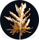 WallCircle - Wandcirkel - Muurcirkel - Bladeren - Goud - Herfst - Natuur - Luxe - Aluminium - Dibond - ⌀ 140 cm - Binnen en Buiten