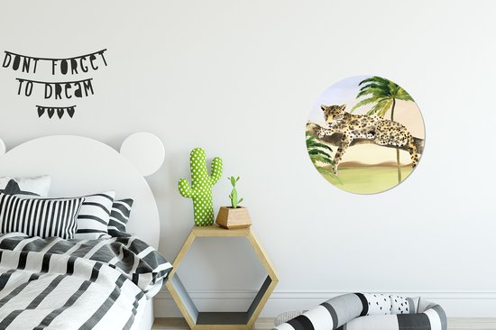 WallCircle® - Cercle de papier peint 30x30 cm - Stickers muraux Léopard - Jungle - Arbre - Cercle mural - Accessoires chambre enfant - Décoration chambre bébé - Cercle mural autocollant