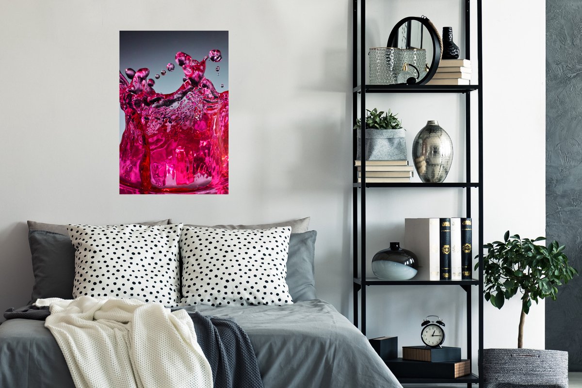 Poster Water - Abstract - Roze - Druppels - 60x90 cm