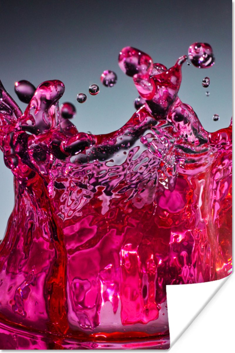 Poster Water - Abstract - Roze - Druppels - 40x60 cm