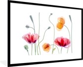 Posters natuur - Bloemen - Klaproos - Wit - Poster met lijst - Muurposter - Wanddecoratie - 120x80 cm