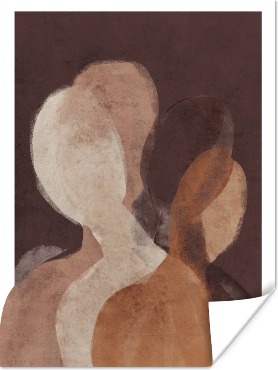 Poster Mensen - Abstract - Bruin - Kunst - 90x120 cm