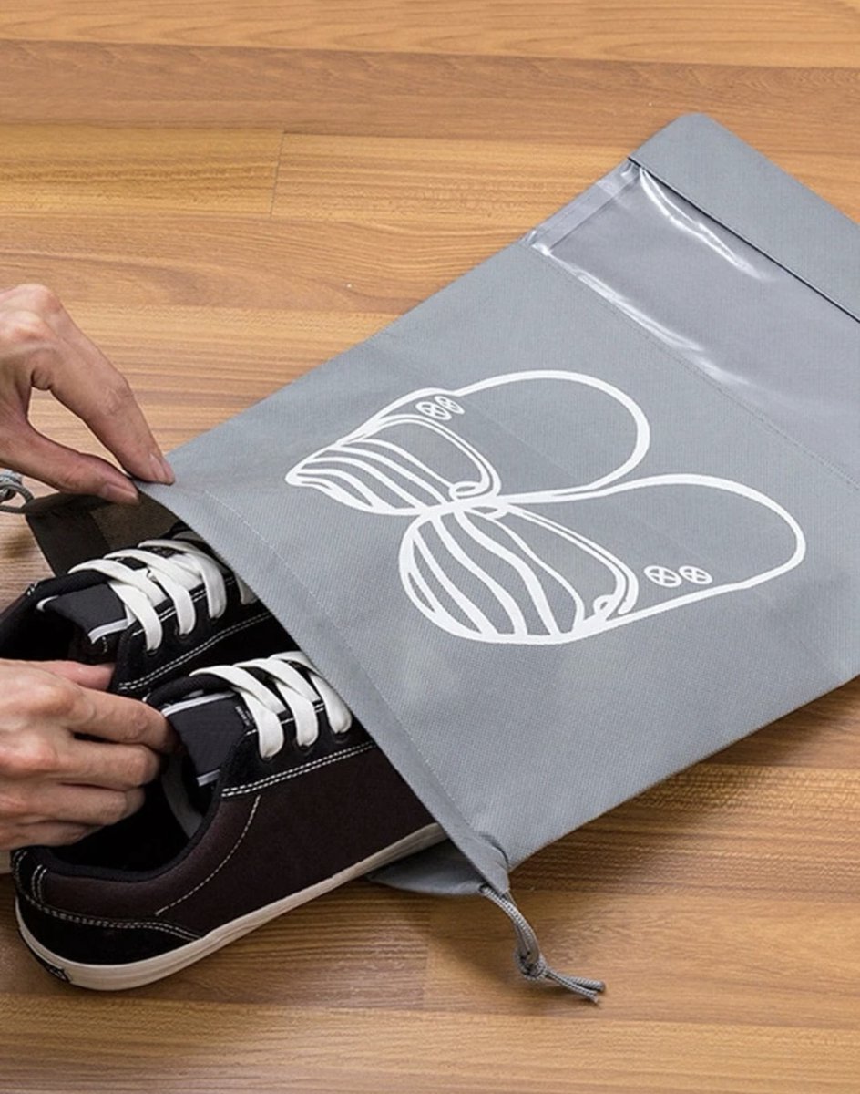 12 Housses à Chaussures De Voyage Grises - Fenêtre Transparente, Anti-poussière, Lavables - Pour Valise, Rangement - 9