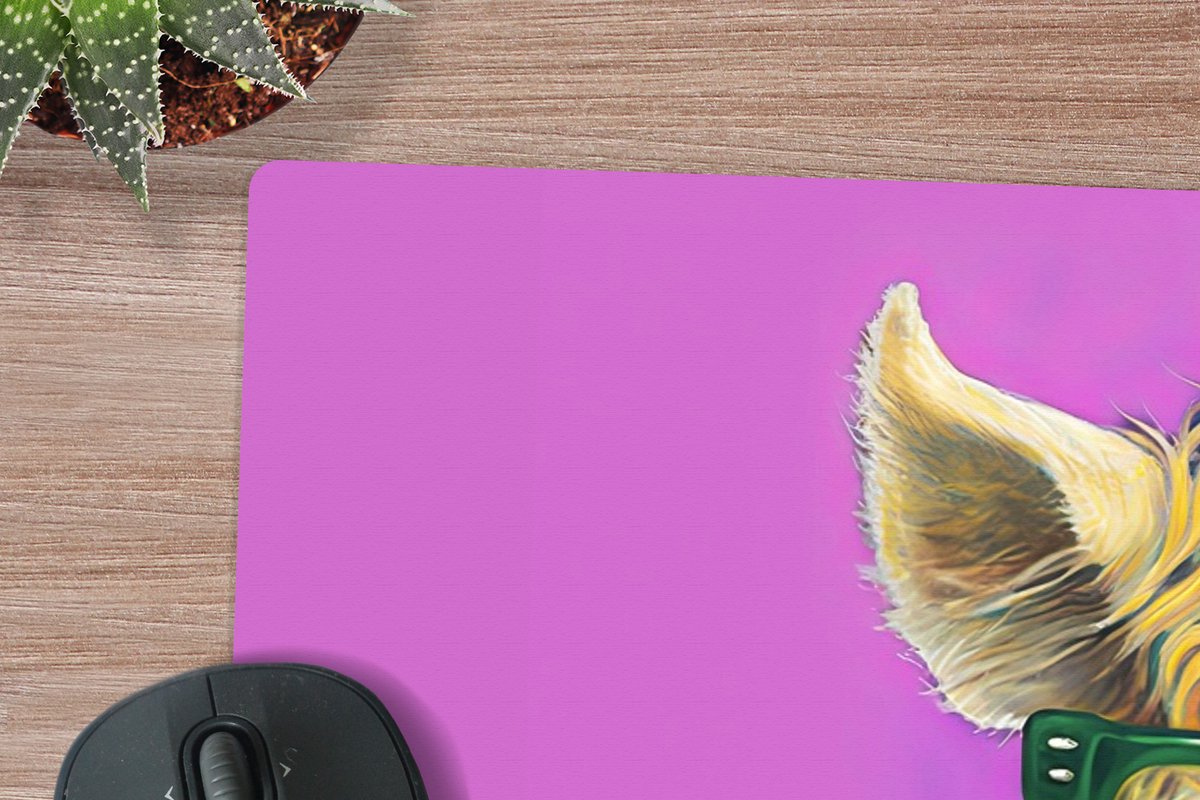 Muismat XXL 120x80 cm - Bureau onderlegger - Bureau mat Bril - Dier - Schotse hooglander - Bloemen - Hippie - Bureaumat - Gaming mousepad xl - Bureaulegger groot - Computer deskmat