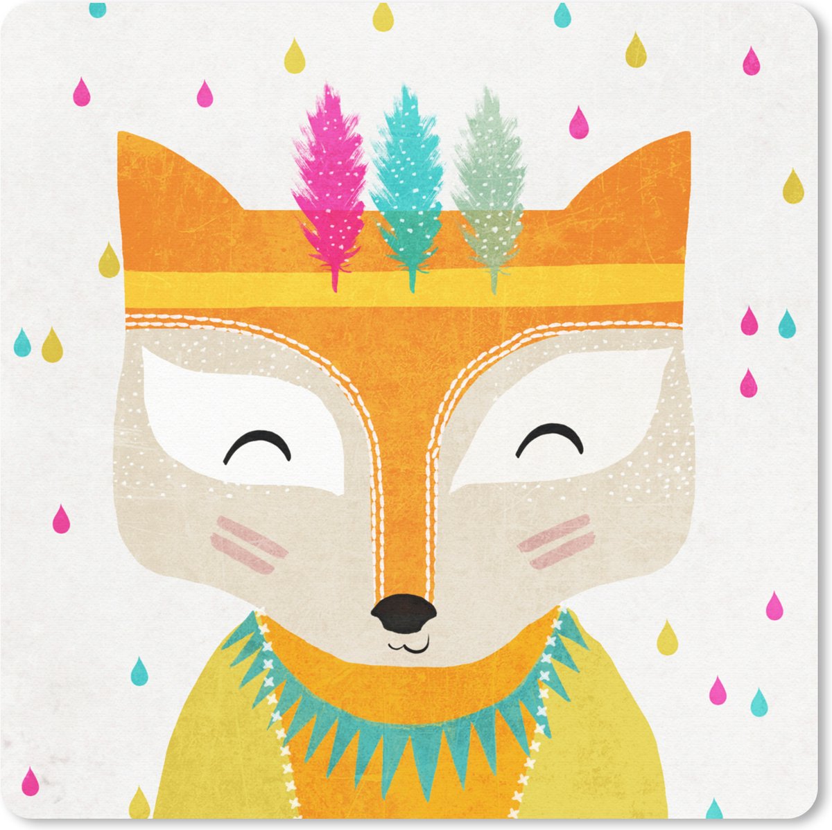 Muismat 30x30 cm - Mousepad Dieren - Kleuren - Vos - Portret - Muismatten