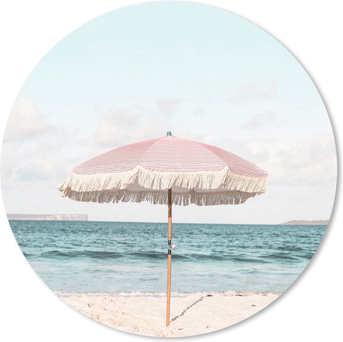 Muismat rond 40x40 cm - Mousepad Parasol - Strand - Zee - Wolken - Ronde muismatten