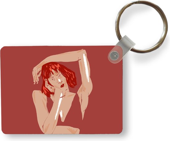 Porte-clés - Femme - Rouge - Abstrait - Portrait - Cadeaux à distribuer - Plastique