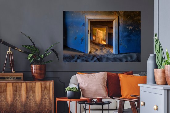 Stickers muraux - Sticker Foil - Sable - Blauw - Porte - Architecture - 120x80 cm - Film Adhésif - Stickers muraux Chambre Enfant - Papier Peint Auto Adhésif