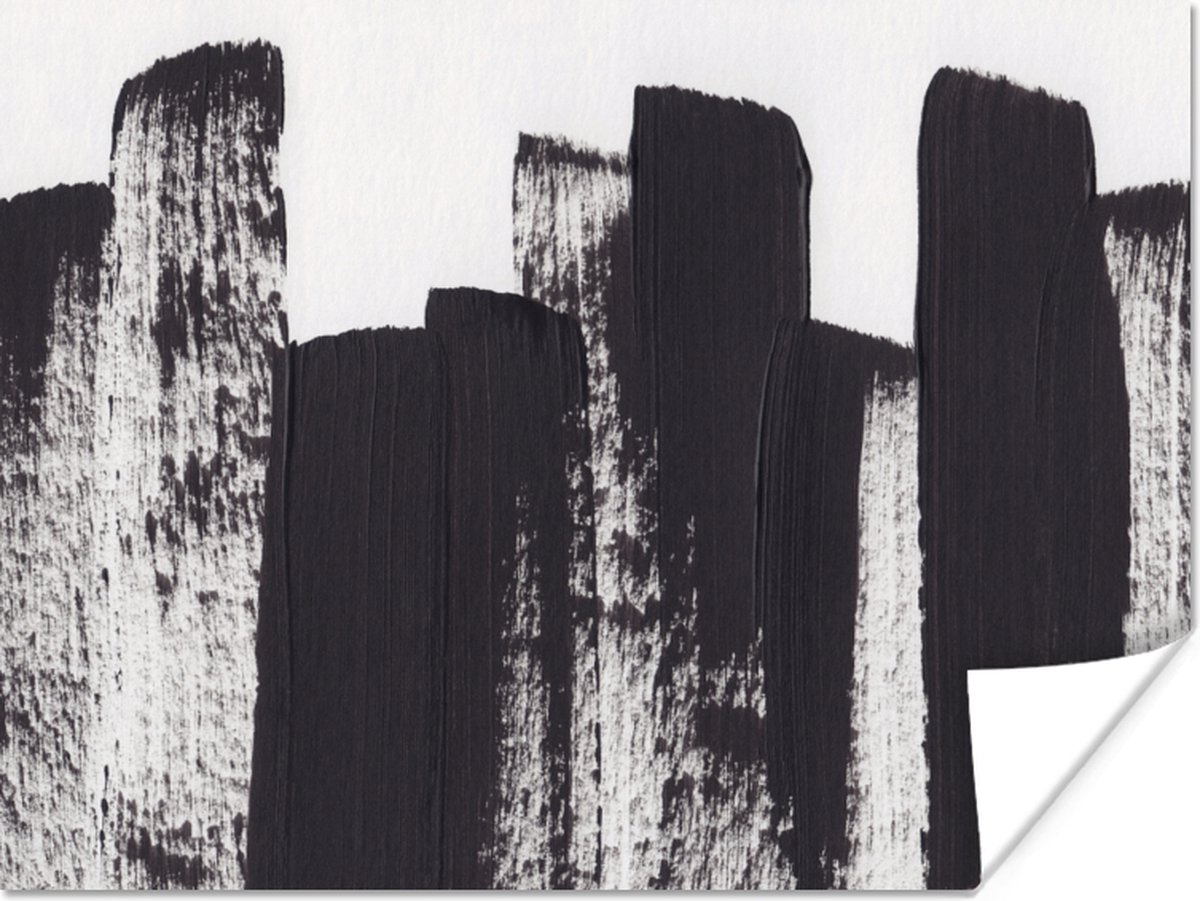 Poster Verf - Abstract - Zwart - Wit - 120x90 cm