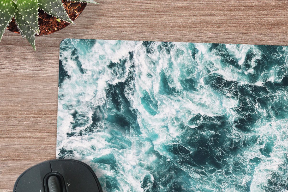 Muismat XXL 50x50 cm - Bureau onderlegger - Bureau mat Zee - Blauw - Natuur - Water - Bureaumat - Gaming mousepad xl - Bureaulegger groot - Computer deskmat