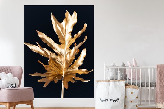 Muurstickers - Sticker Folie - Bladeren - Goud - Herfst - Natuur - Luxe - 120x160 cm - Plakfolie - Muurstickers Kinderkamer - Zelfklevend Behang XXL - Zelfklevend behangpapier - Stickerfolie