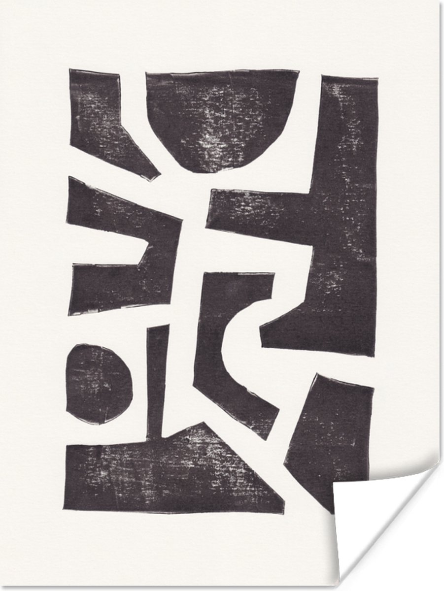 Poster Abstract - Zwart - Wit - Vormen - 60x80 cm