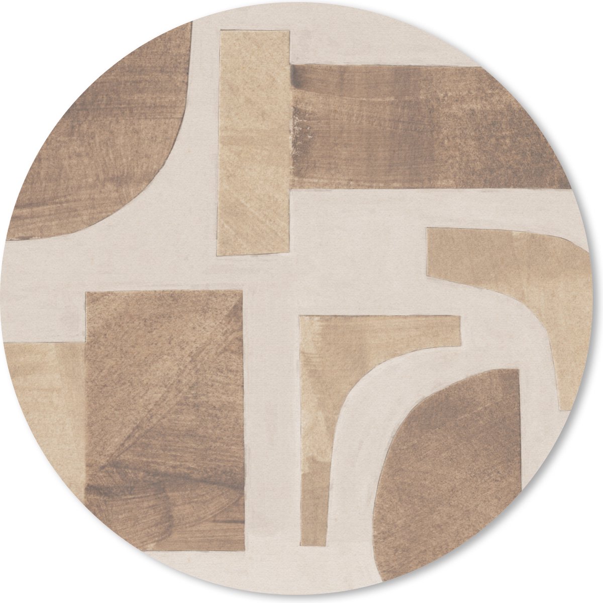 Muismat rond 20x20 cm - Mousepad Vormen - Abstract - Puzzel - Hout - Ronde muismatten