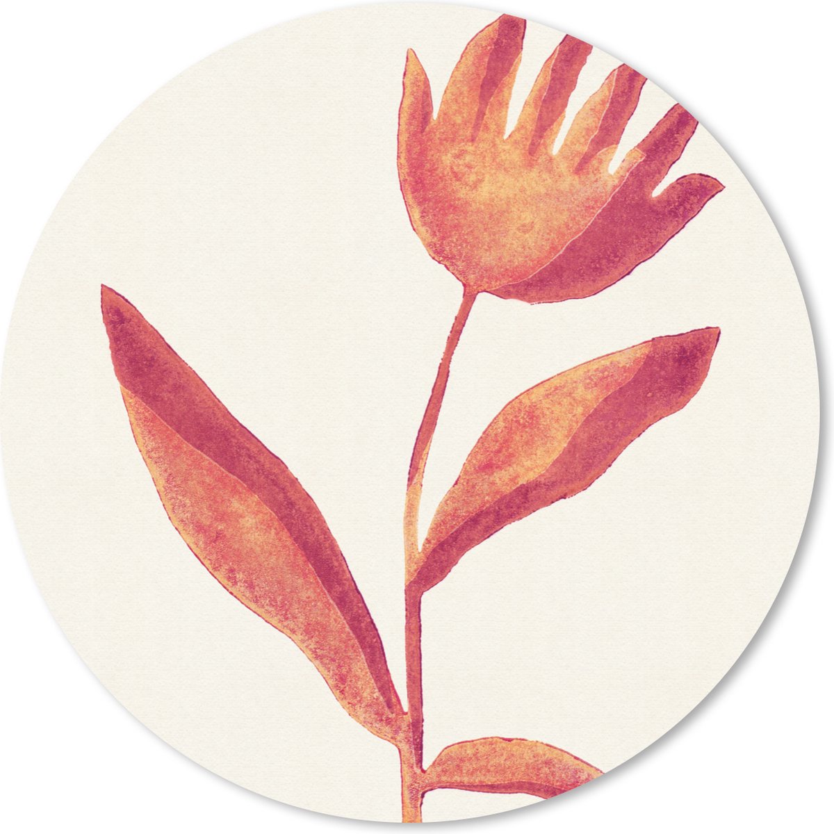 Muismat rond 30x30 cm - Mousepad Bloemen - Plant - Rood - Pastel - Ronde muismatten