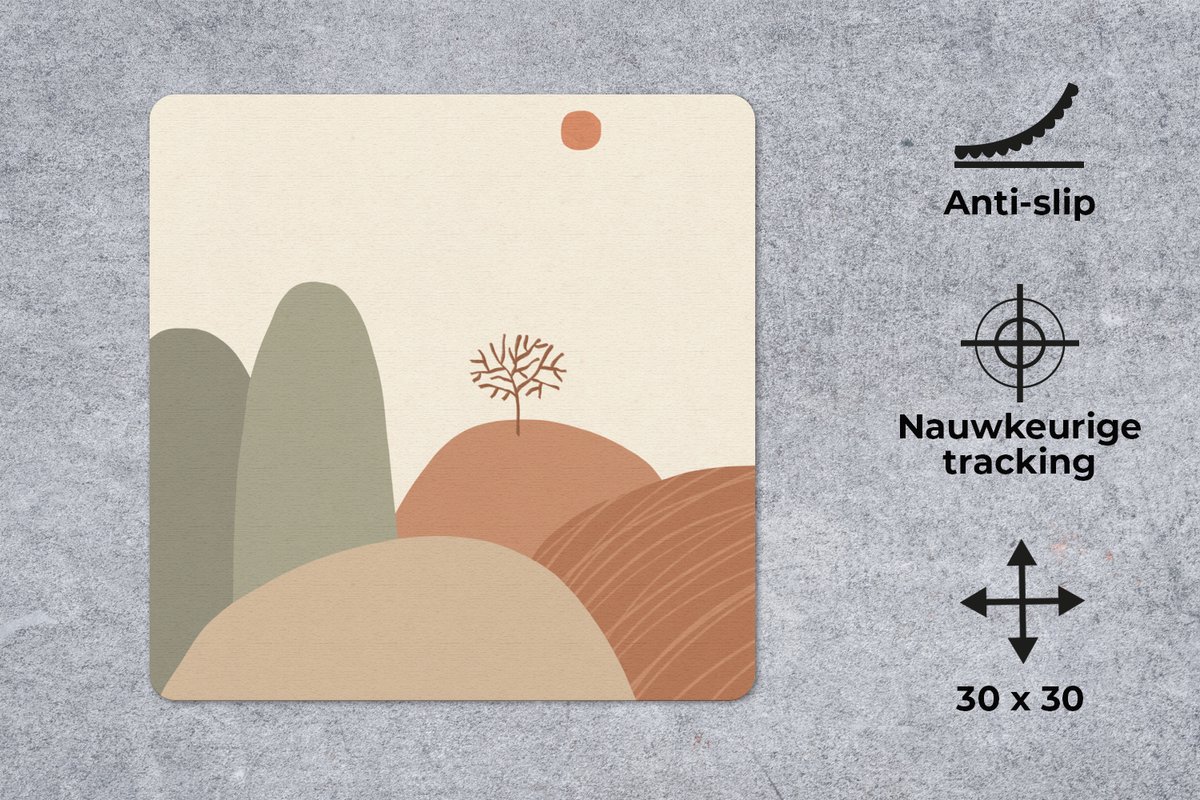 Muismat 30x30 cm - Mousepad Pastel - Bergen - Landschap - Abstract - Muismatten