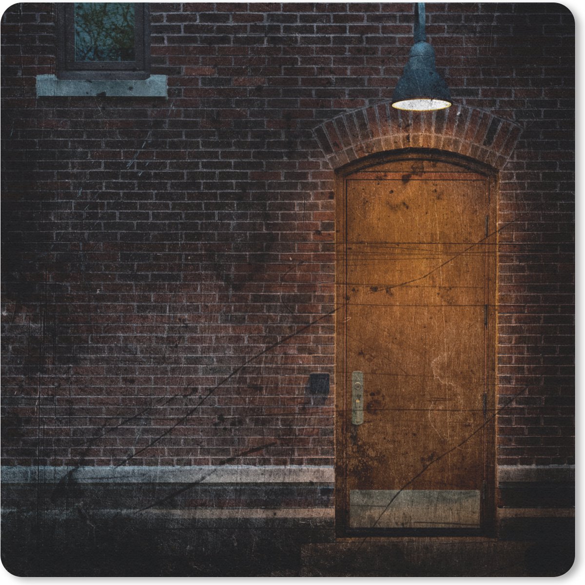 Muismat 20x20 cm - Mousepad Deur - Muur - Lamp - Architectuur - Muismatten