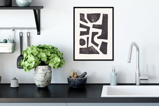 Cadre photo avec affiche - Abstrait - Zwart - Wit - Formes - 30x40 cm - Cadre pour affiche