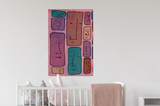 Muurstickers - Sticker Folie - Vintage - Gezicht - Abstract - Kunst - Patroon - 60x90 cm - Plakfolie - Muurstickers Kinderkamer - Zelfklevend Behang - Zelfklevend behangpapier - Stickerfolie