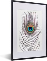 Fotolijst incl. Poster - Pauwenveren - Blauw - Veer - Pauw - Dieren - 40x60 cm - Posterlijst