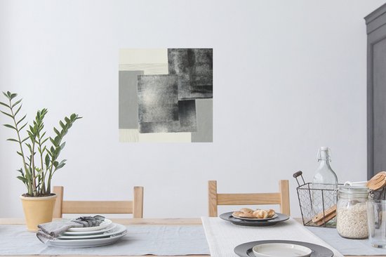 Muurstickers - Sticker Folie - Abstract - Grijs - Zwart - Kubus - 50x50 cm - Plakfolie - Muurstickers Kinderkamer - Zelfklevend Behang - Zelfklevend behangpapier - Stickerfolie