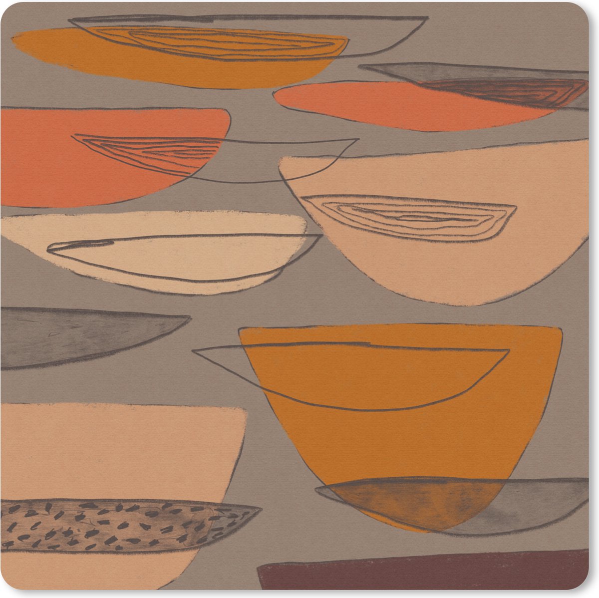 Muismat 20x20 cm - Mousepad Abstract - Vintage - Vormen - Pastel - Muismatten