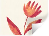 Muurstickers - Sticker Folie - Bloemen - Plant - Rood - Pastel - 120x90 cm - Plakfolie - Muurstickers Kinderkamer - Zelfklevend Behang - Zelfklevend behangpapier - Stickerfolie
