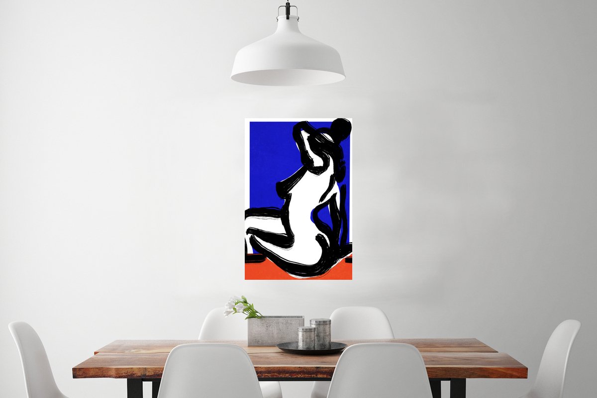 Portret - Rood - Blauw - Abstract - Vrouw
