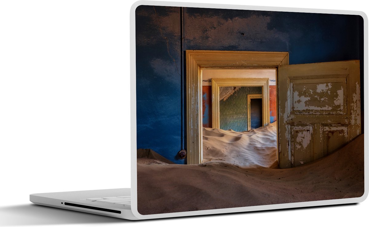 Laptop sticker - 11.6 inch - Blauw - Deur - Zand - Woestijn - 30x21cm - Laptopstickers - Laptop skin - Cover