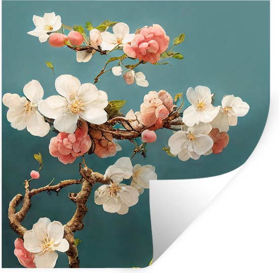 Stickers muraux - Feuille autocollante - Fleurs - Cerise - Branche - Wit - 50x50 cm - Feuille adhésive - Stickers muraux chambre enfant - Papier peint autocollant - Papier peint autocollant - Feuille autocollante