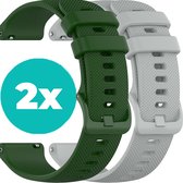 Bracelets pour montres connectées - Lot de 2 - Bracelet en Siliconen - Vert armée - Grijs - Bracelet 18 mm - Lot de 2 - Convient pour Vivoactive 4s / Garmin Venu 2s / Garmin Vivomove 3s