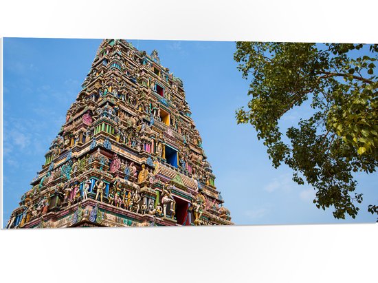 PVC Schuimplaat - Traditionele Kidangamparambu Sree Bhuvaneswari Tempel Vol met Kleurrijke Beelden - 100x50 cm Foto op PVC Schuimplaat (Met Ophangsysteem)