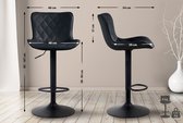 Tabouret de bar CLP Emma / Avec dossier - Avec repose-pieds - Réglable - Similicuir noir
