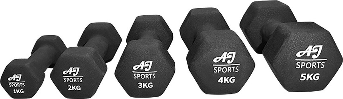 AJ-Sports Dumbells Set 1 t/m 5 kg dumbell - Gewichten - Dumbells set - Gewichten set - Halterset - Fitness gewichten - Krachttraining - Fitness – foto 6