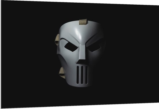 PVC Schuimplaat - Wit Masker op Zwarte Achtergond - 150x100 cm Foto op PVC Schuimplaat (Met Ophangsysteem)