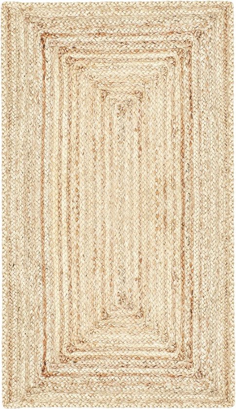 Nora Handgeweven jute tapijt, loper, 110 x 60 cm groot, gevlochten als deurmat voor de voordeur binnen of buiten, keukenloper in de hal, badkamer of keuken
