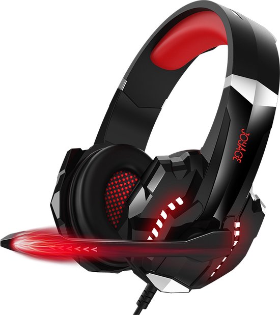 Joyage® Noise cancelling hoofdtelefoon - Gaming headset met Microfoon -  Rood - Gaming... | bol.com